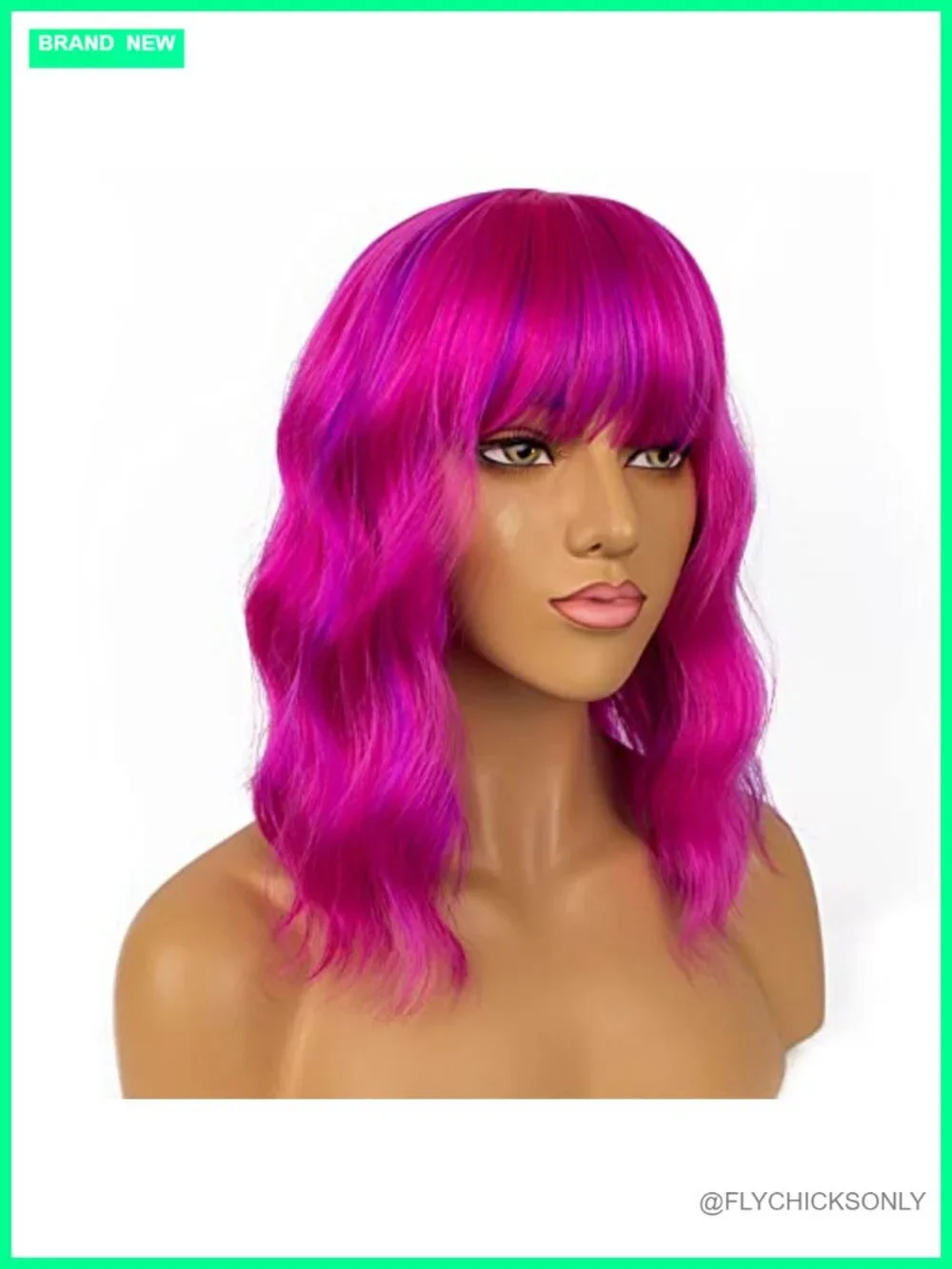Short Bob Wig with Bangs Loose Wavy Synthetic Heat Resistant Fiber Costume Wig